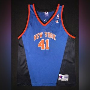 Rare Vintage Champion Glen Rice New York Knicks #41 Blue NBA Jersey XL 18-20